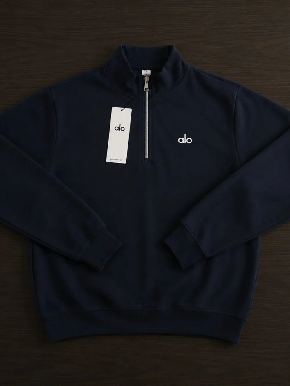 ALO Yoga Unisex Navy Quarter-Zip Hoodie and Jogger Set NWT - Picture 2 of 7